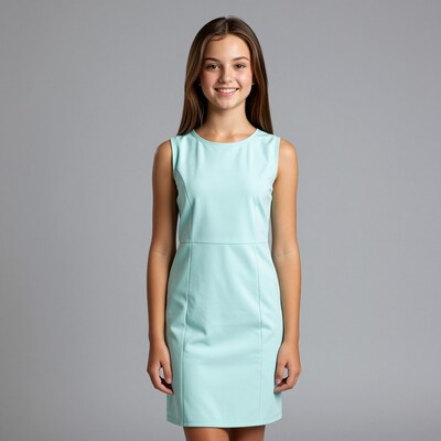 Young woman in mint dress