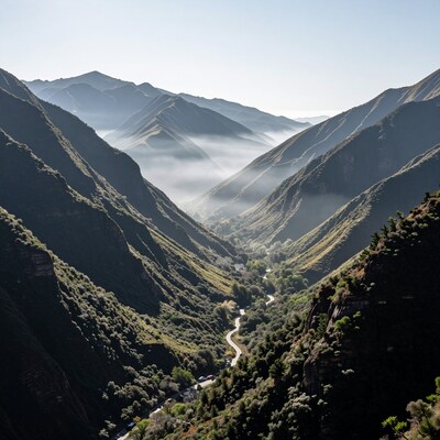 Mountain Valley Fog Landscape