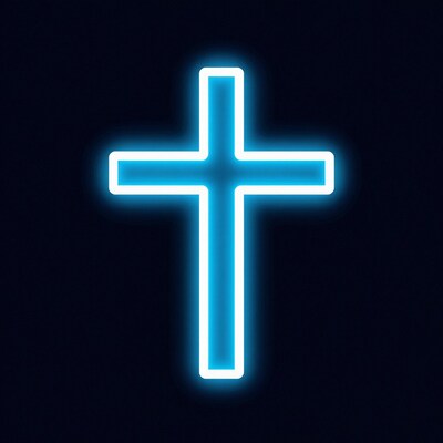 Blue Neon Cross