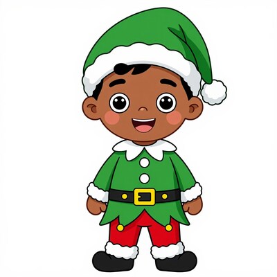 Cartoon Black Elf Boy