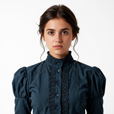 Young woman in Victorian blouse