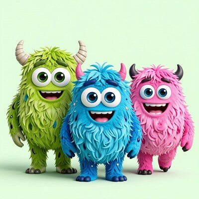 Three Colorful Monster Friends