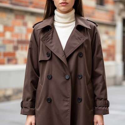 Woman in Brown Trench Coat