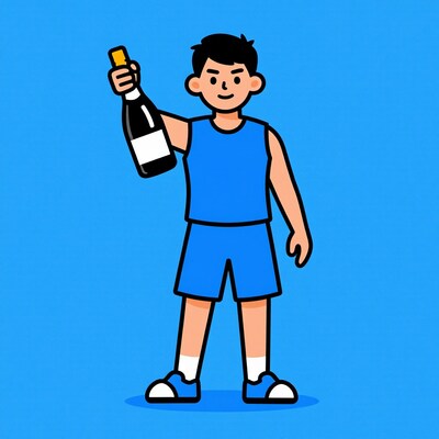 Man holding champagne bottle