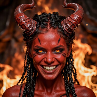Red Demon Woman with Horns