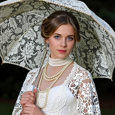 Woman with White Lace Parasol