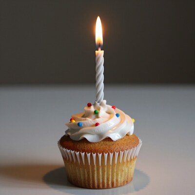 Birthday Cupcake with Candle