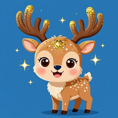 Golden Glitter Reindeer