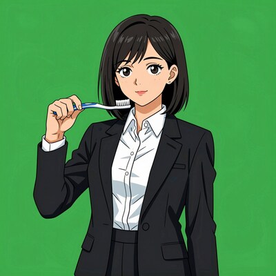 Woman brushing teeth