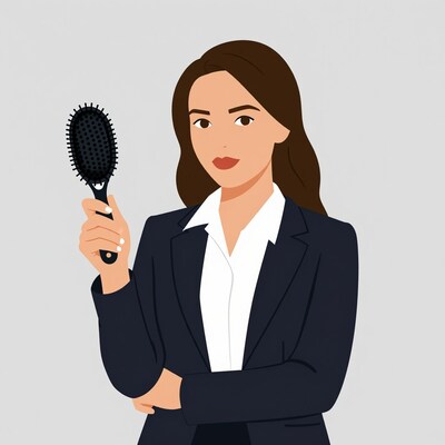 Businesswoman holding hairbrush