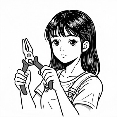 Anime girl with pliers