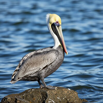 Brown Pelican on Rock