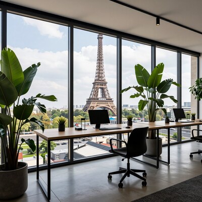 Paris Office with Eiffel Tower View