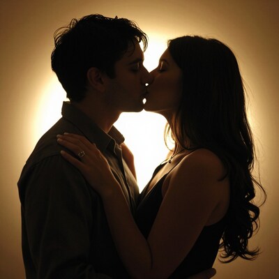 Couple Kissing Silhouette