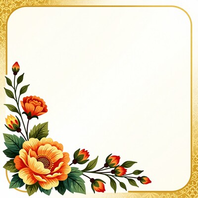 Orange Floral Frame