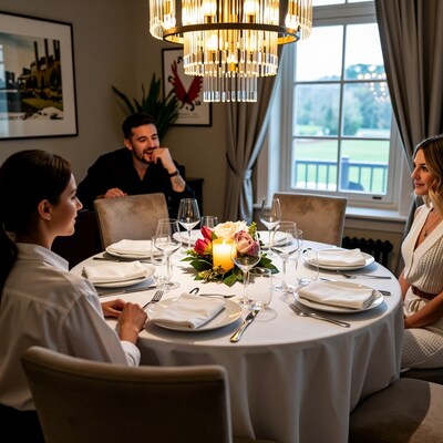 Couple dining at elegant restaurant