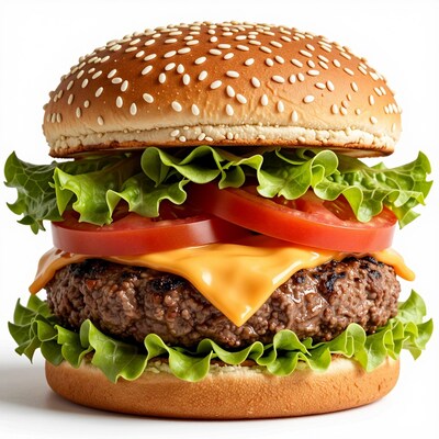 Cheeseburger with lettuce tomato
