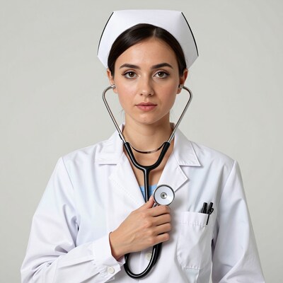 Young female nurse with stethoscope