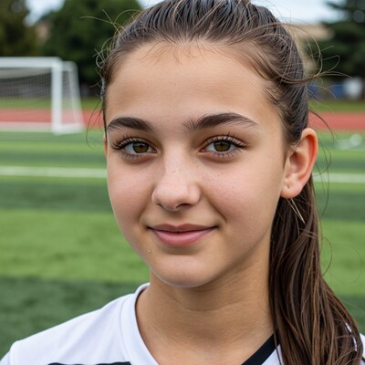 Young female soccer player portrait