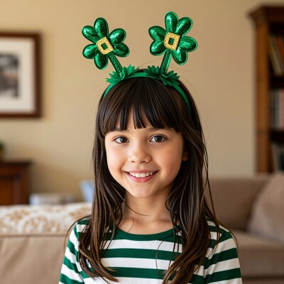 Girl with St Patrick's Day headband