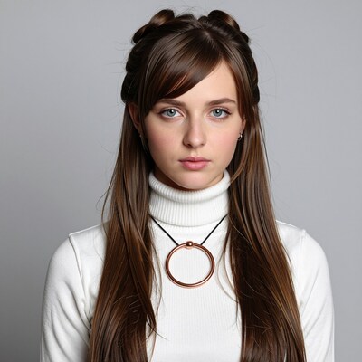 Young woman with space buns hairstyle