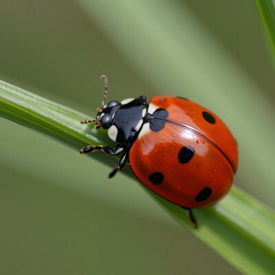 Red Ladybug on Green Stem