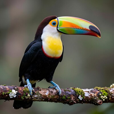 Colorful Toucan on Branch