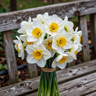 White and Yellow Daffodils Bouquet