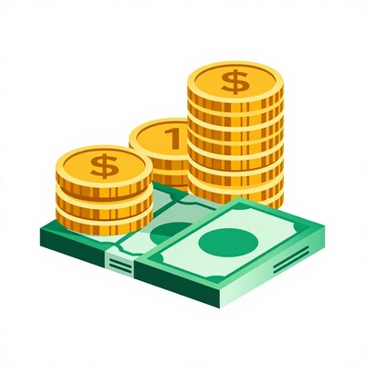 Stacks of Gold Coins and Cash