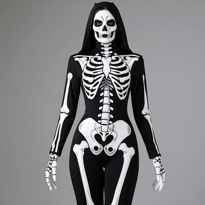 Woman in skeleton costume