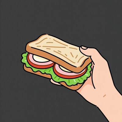 Hand holding sandwich