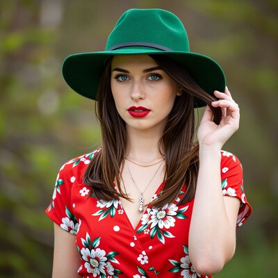 Woman in Green Hat