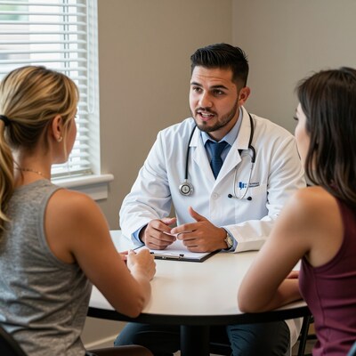 Male Doctor Consulting Two Women