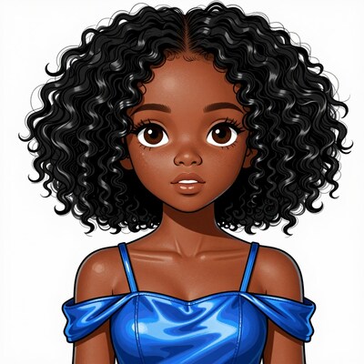 Black girl curly hair portrait