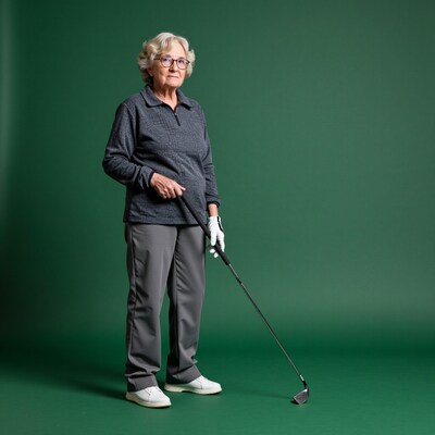 Elderly woman golfer with club
