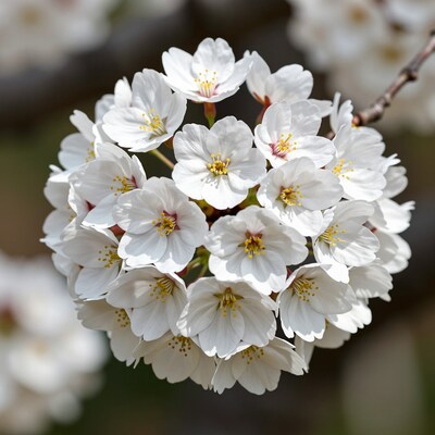 White Cherry Blossom Cluster