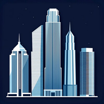 City skyscrapers at night