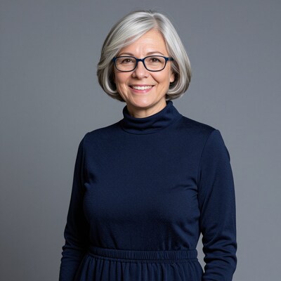 Smiling older woman with gray hair