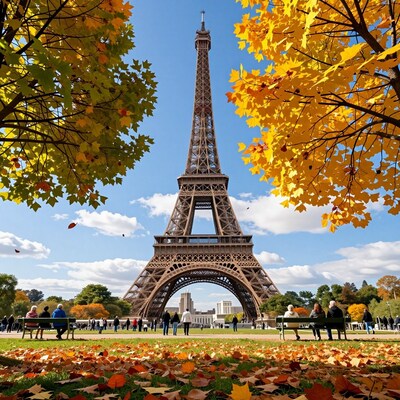 Eiffel Tower Autumn Park