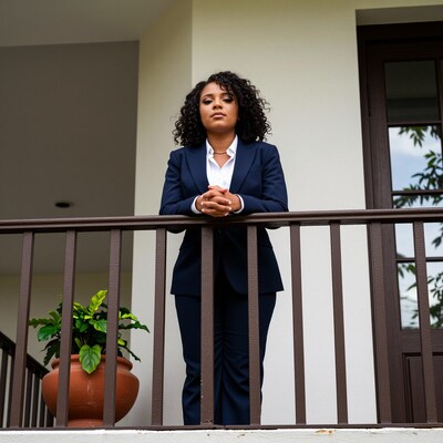 Professional Black Woman on Balcony
