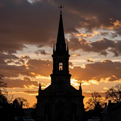 Church Steeple at Sunset