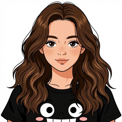 Cartoon girl with brown hair