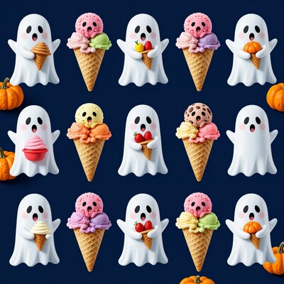 Cute Ghost Ice Cream Cones