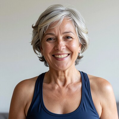 Smiling older woman with gray hair