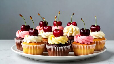 Cherry Cupcakes on Plate
