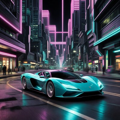 Cyberpunk Supercar Neon City