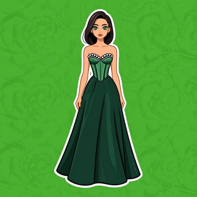 Woman in green ball gown