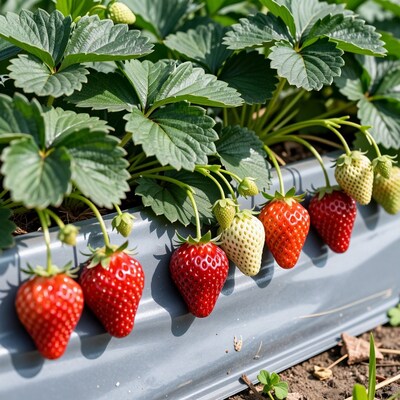 Strawberry plants in planter
