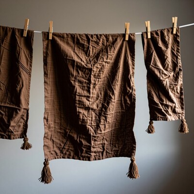 Brown linen towels hanging