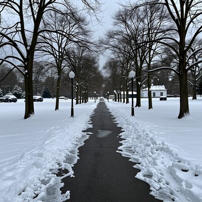 Snowy Winter Park Path